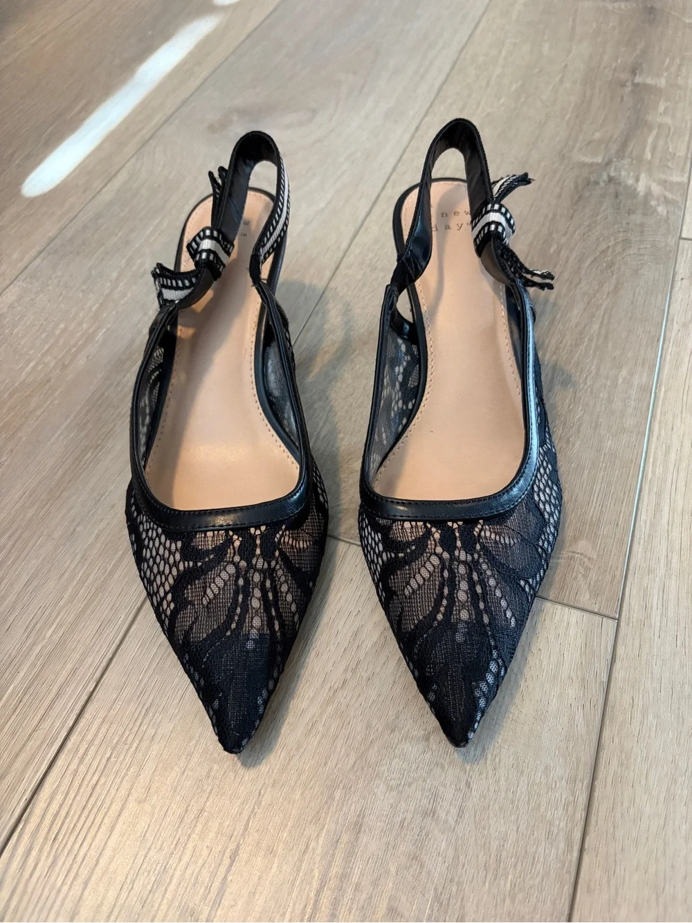 a new day Black Lace Annette Slingback Kitten Heel Pump Size 6.5